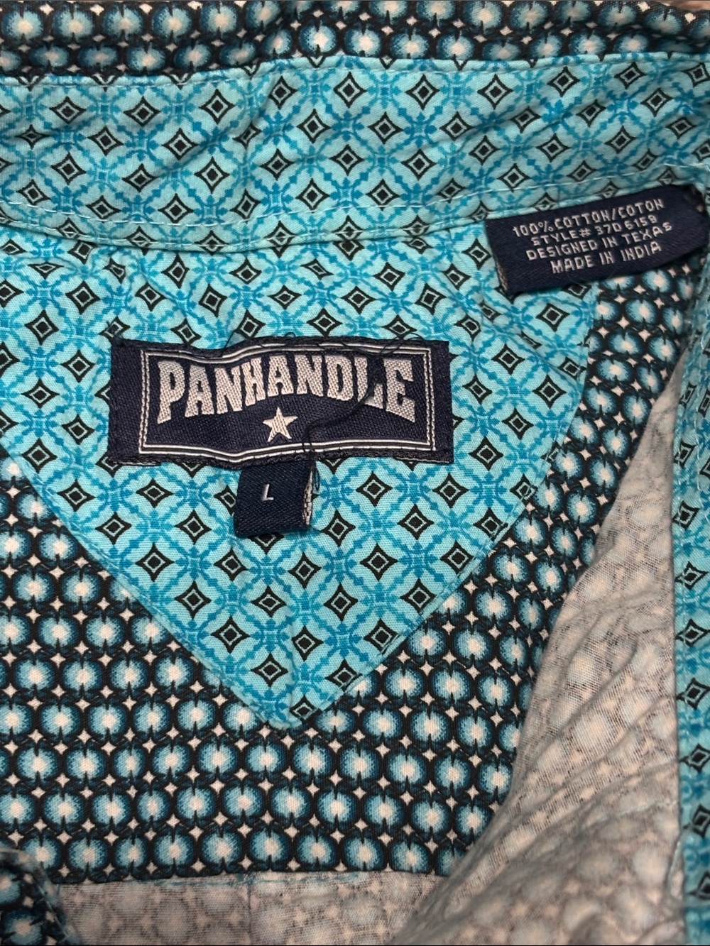 Panhandle Casual Teal Micro-Print Button-Down Shirt - Picture 2 of 4